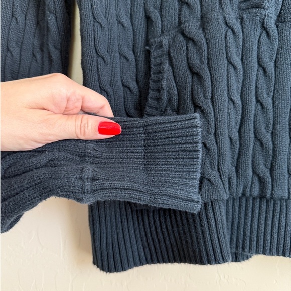 Ralph Lauren Navy Blue Cableknit Hooded Button Henley Hoodie Sweater Large y2k - Picture 4 of 10
